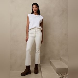 Banana Republic High-Rise Crop Boot Jeans | Cream | Size 26 Short